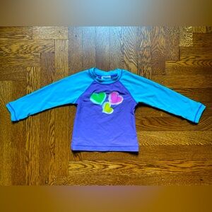 Hanna Andersson Blue & Purple Long Sleeve Heart Rash Guard Size 90 cm or 3T